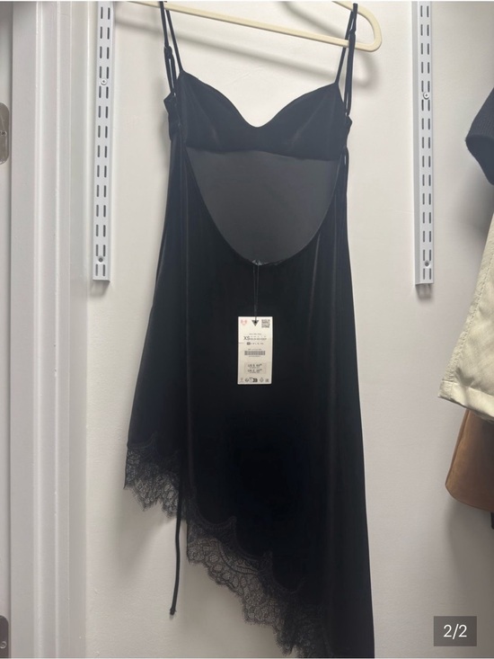 Zara Dresses & Skirts - Zara Black Slip Dress with Lace Trim